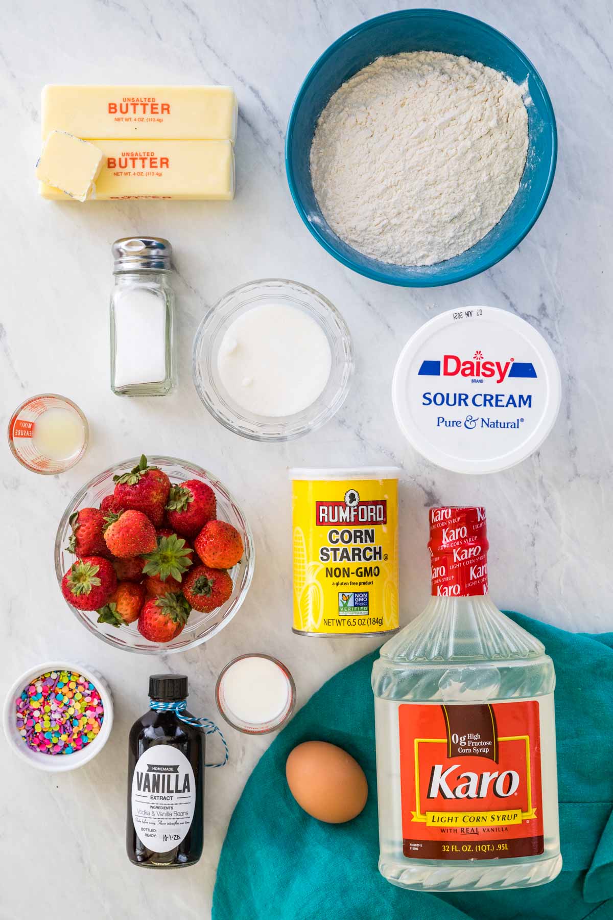 Ingredients for homemade strawberry pop tarts