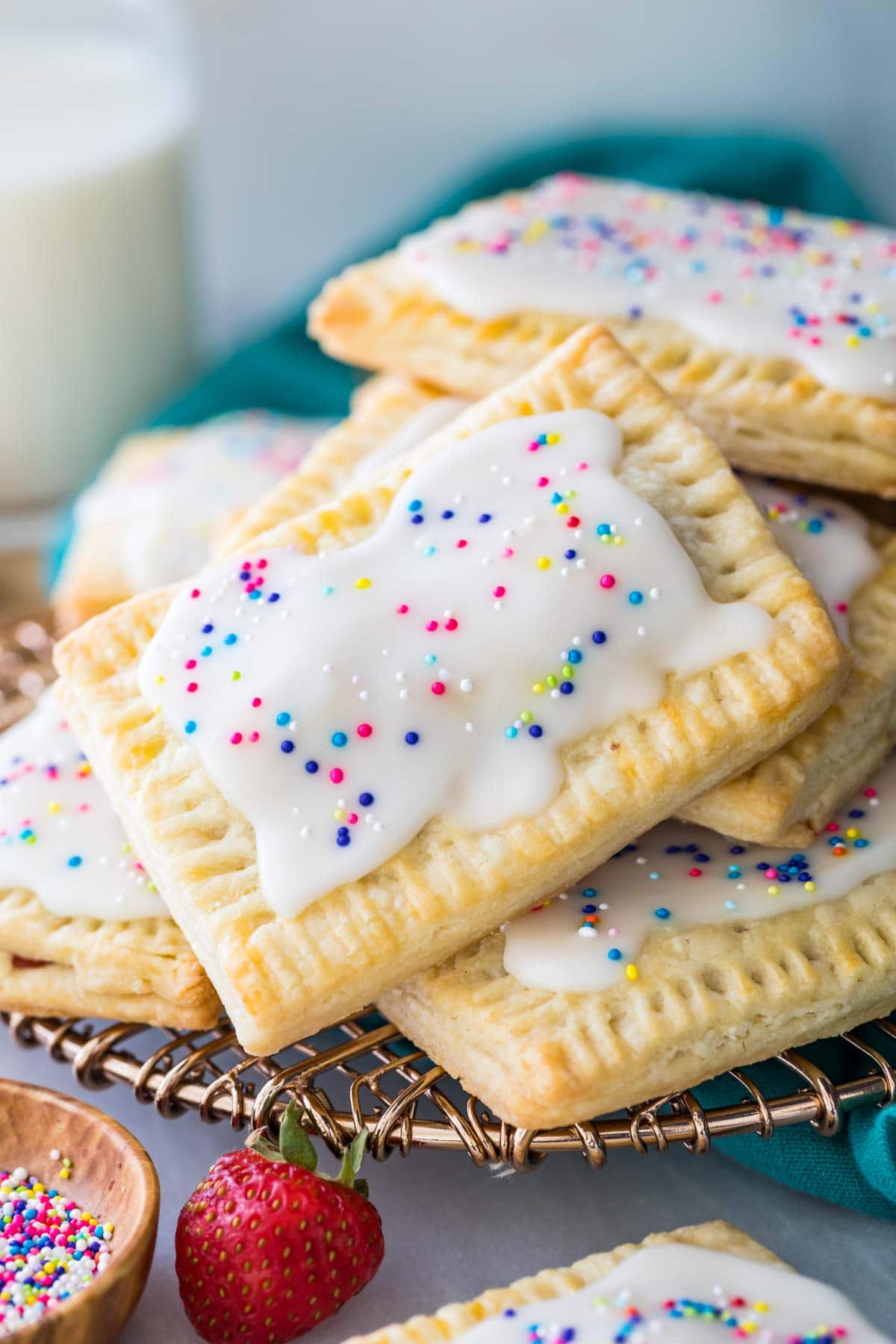homemade strawberry pop tarts layered on top of each other