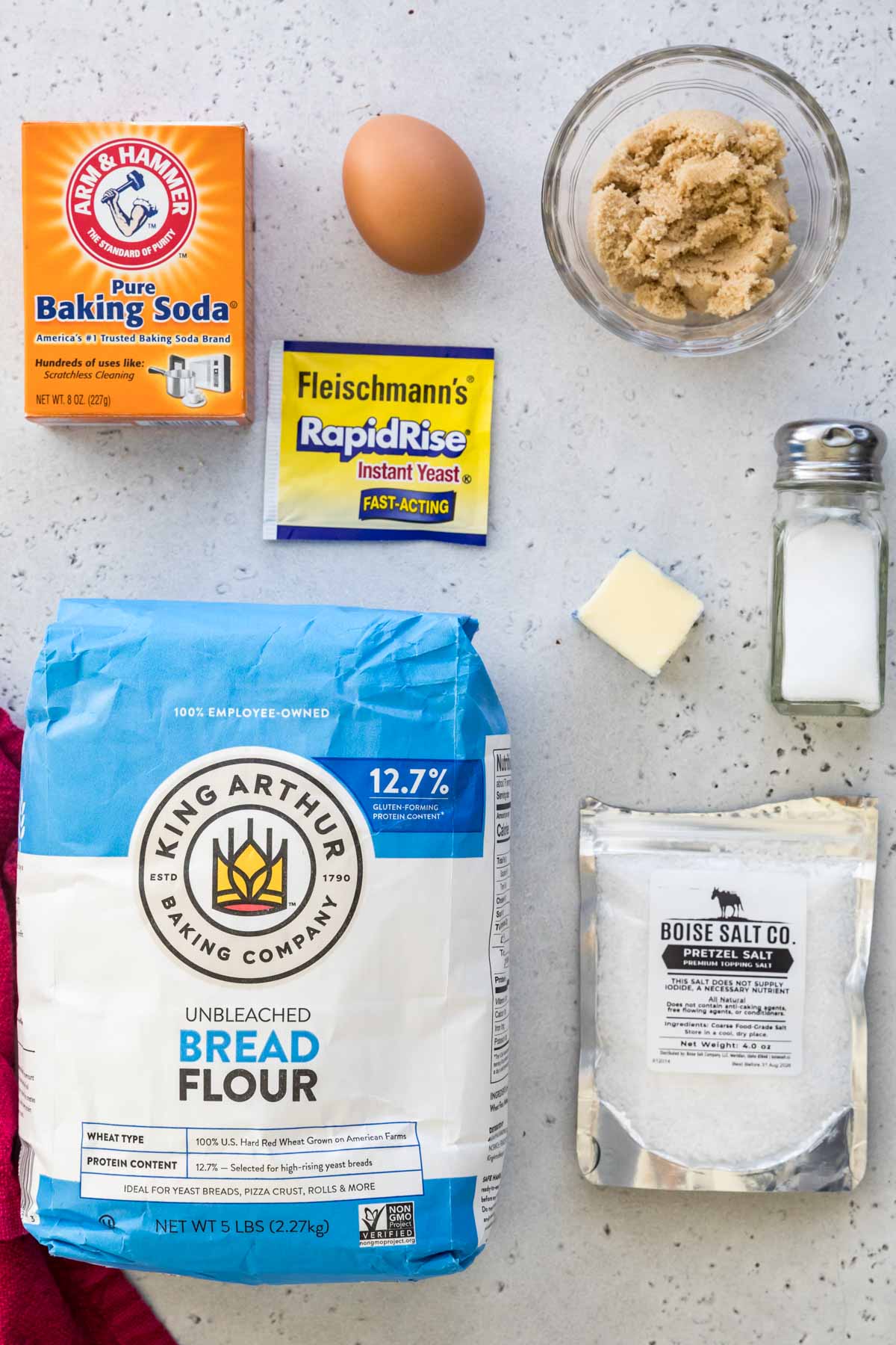 Ingredients for soft pretzel bites