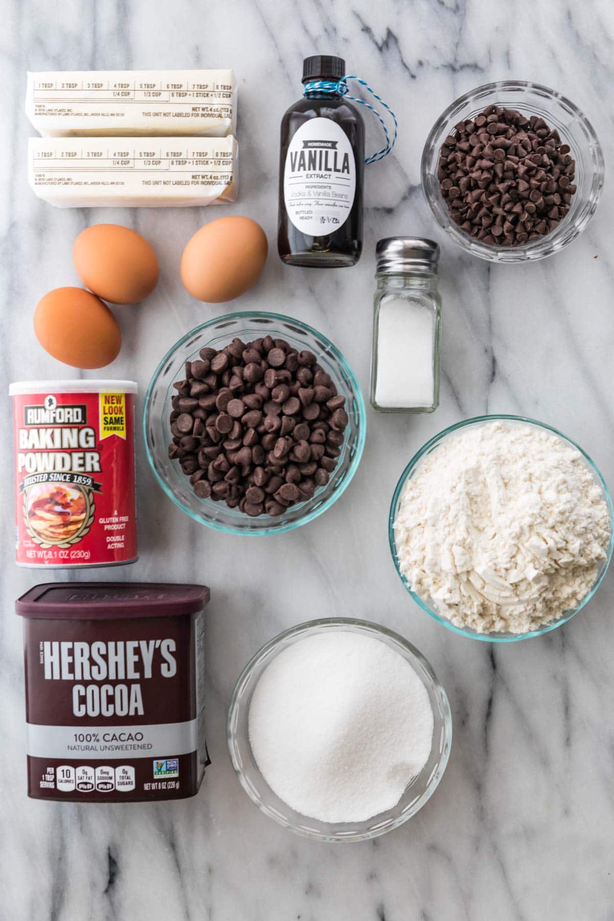 ingredients for chocolate biscotti