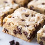 chocolate chip cookie bar studded with chocolate chips