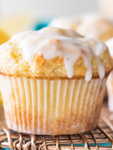 lemon muffin topped with glaze