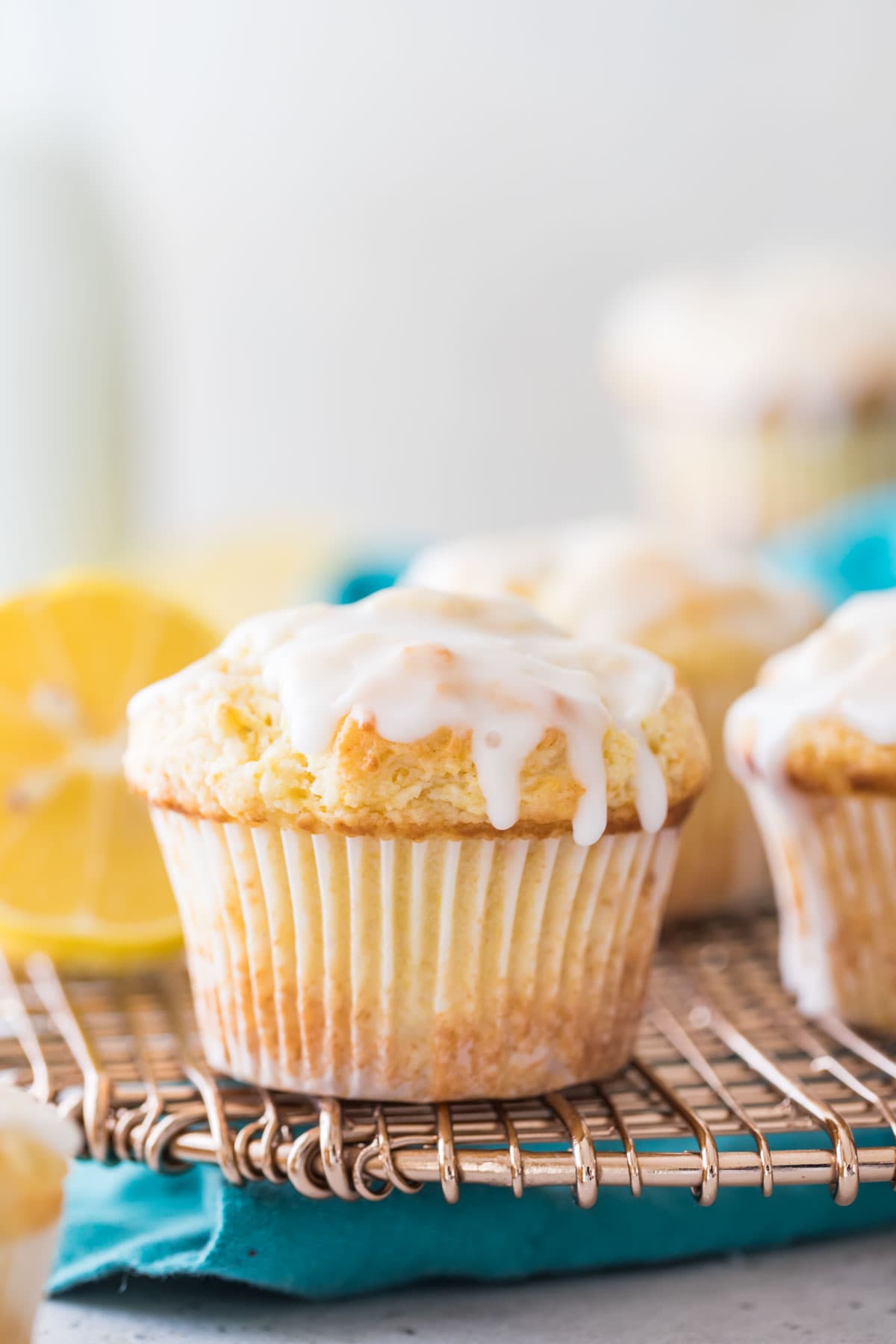 glazed muffins on a metal cooling rack