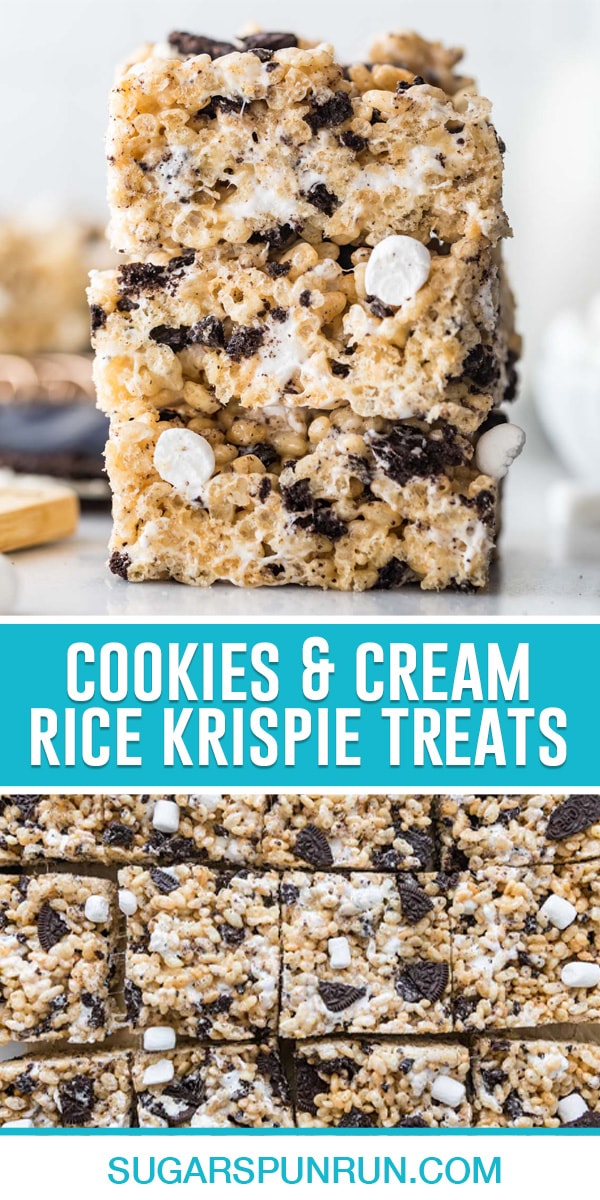 Cookies and Cream Rice Krispie Treats - Sugar Spun Run
