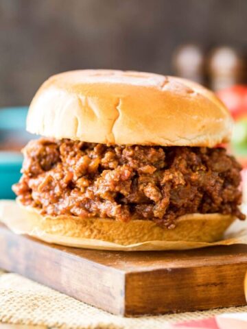 ground beef barbecue sandwich on a golden brown bun