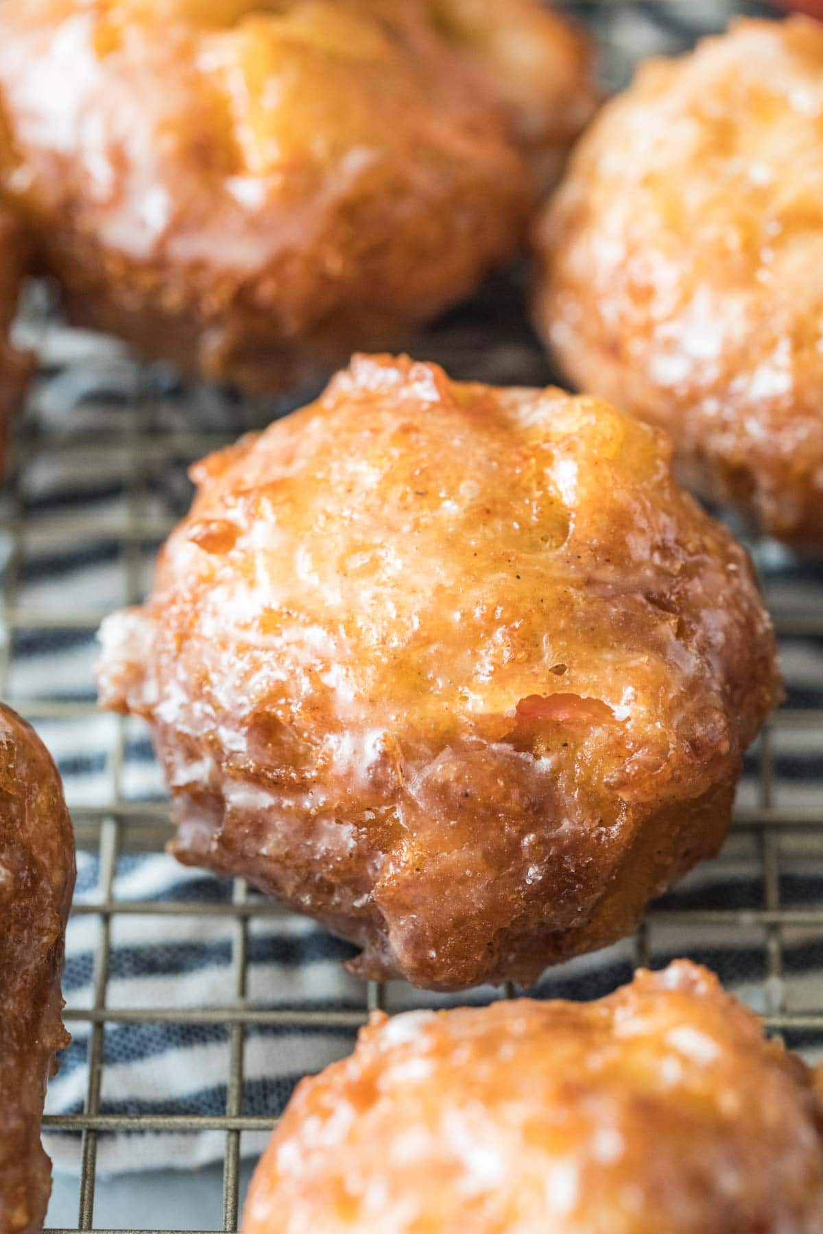 close-up view of glazed fritters