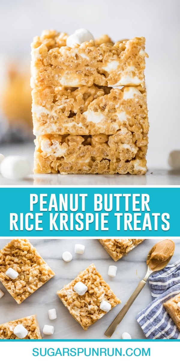 Peanut Butter Rice Krispie Treats - Sugar Spun Run