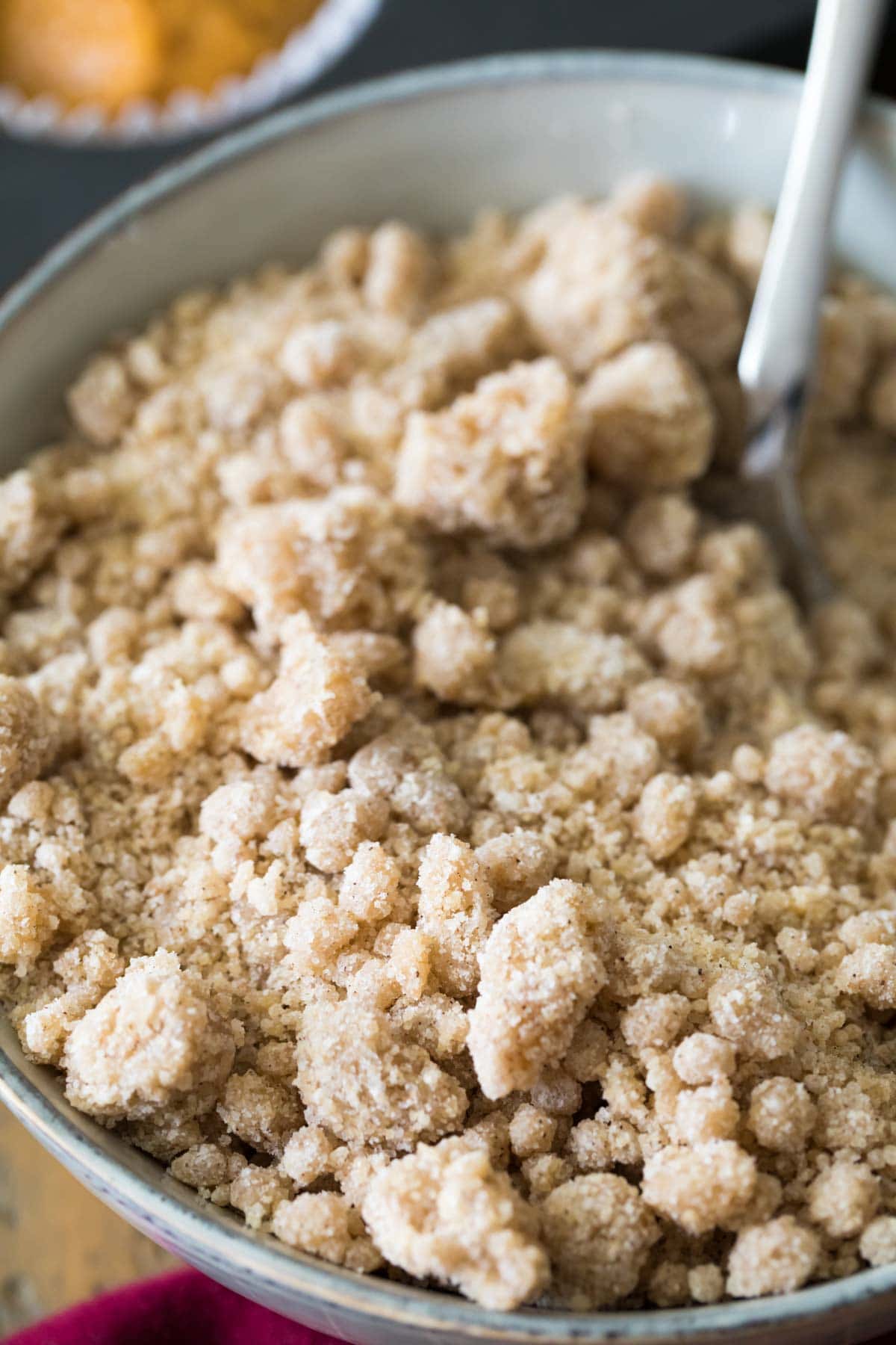 streusel crumbs in a bowl