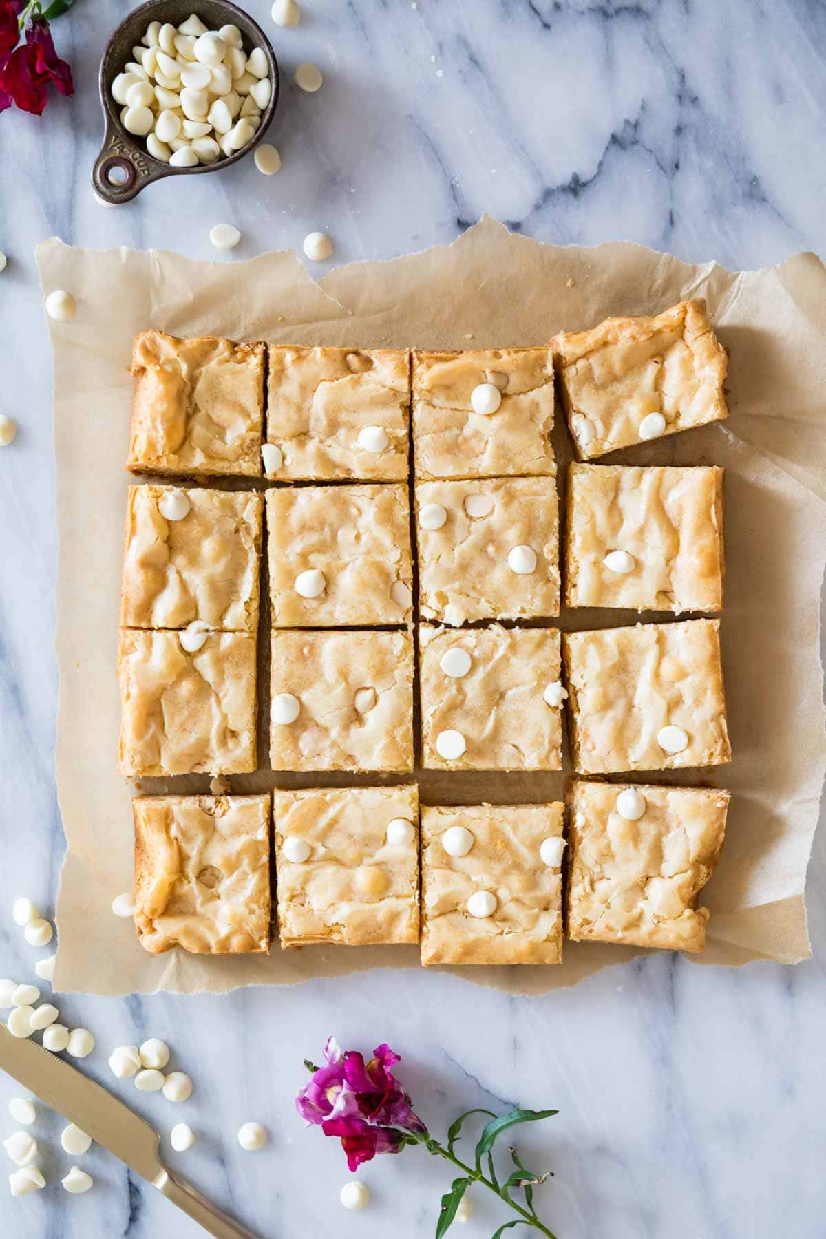 chewy white chocolate brownies