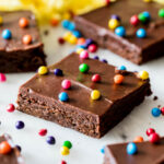 Brownies made from a homemade cosmic brownie recipe.