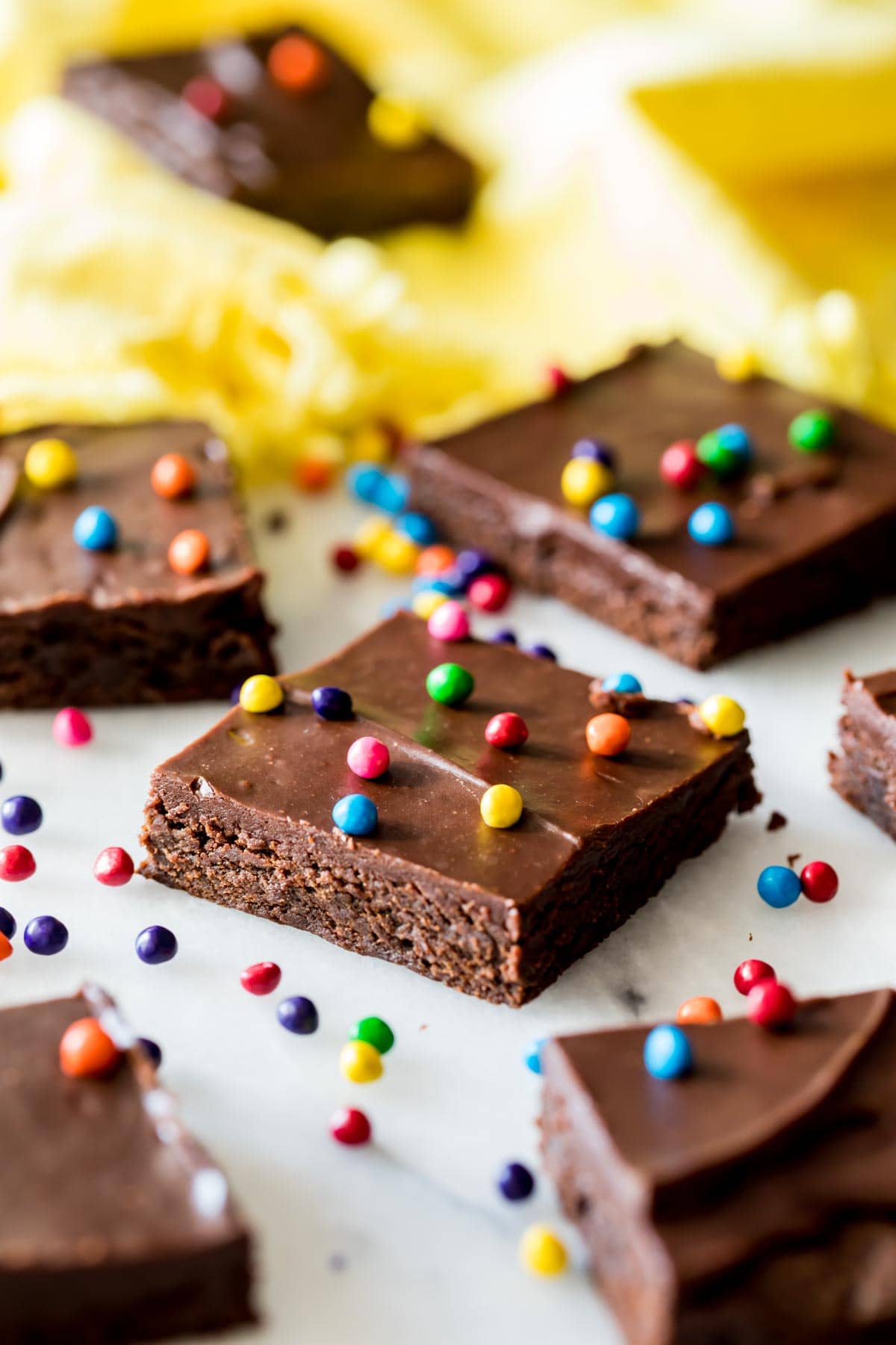 Brownies made from a homemade cosmic brownie recipe.