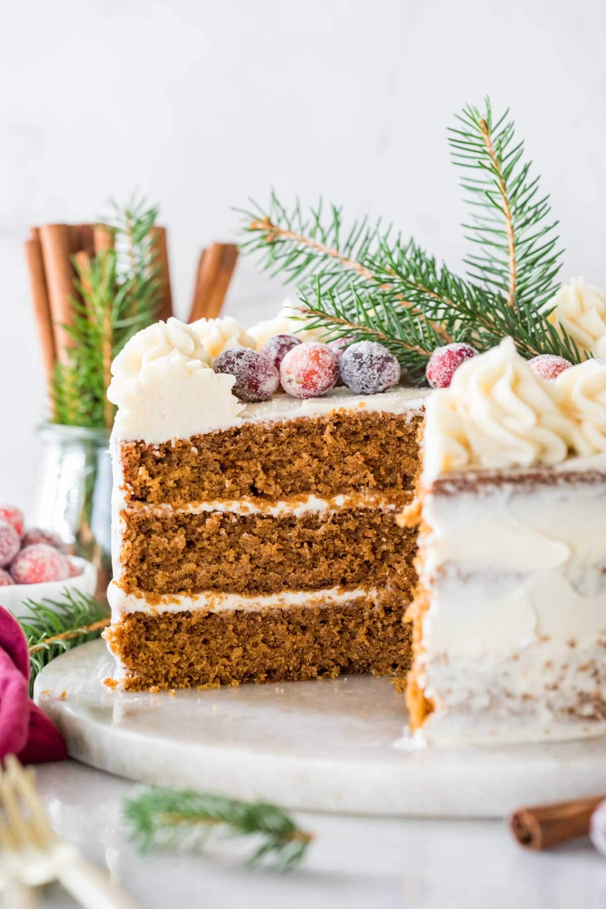 Gingerbread Bundt Cake with Sugared Cranberries