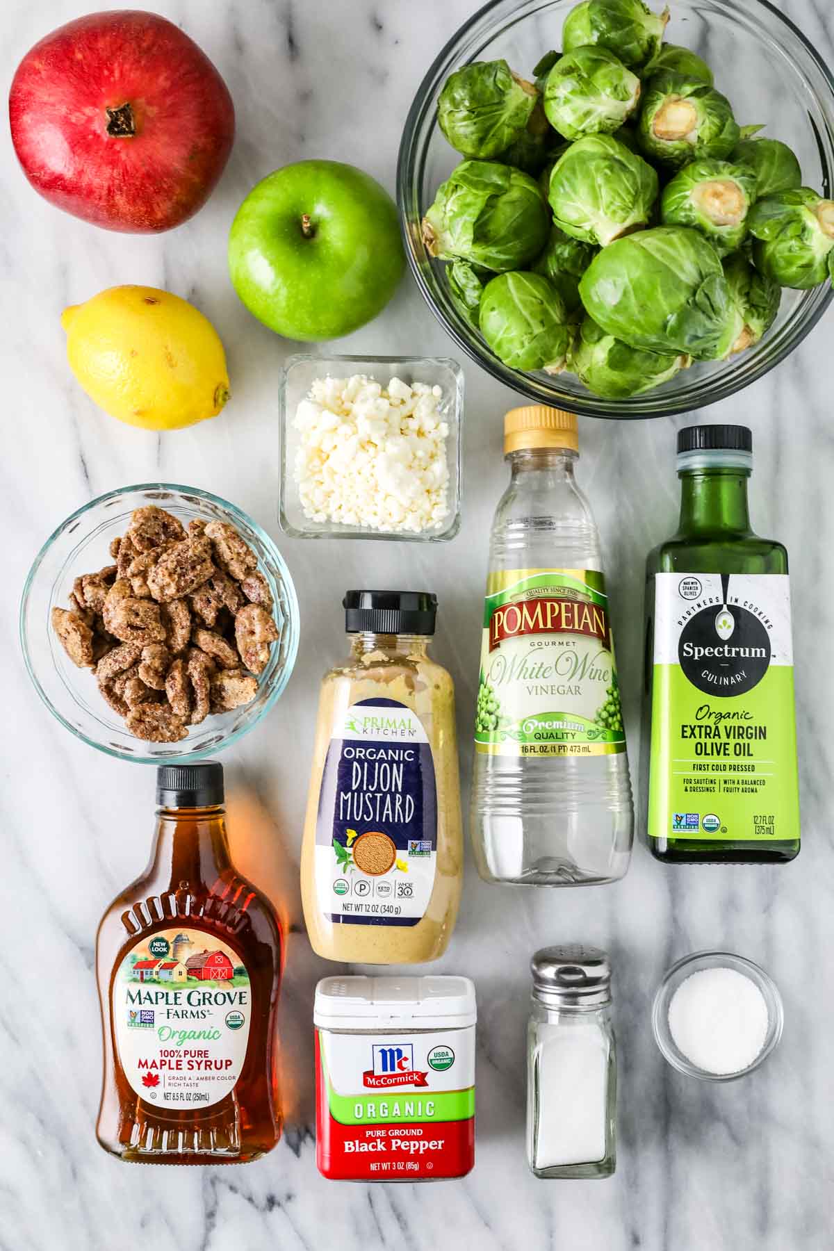 Ingredients for brussels sprouts salad