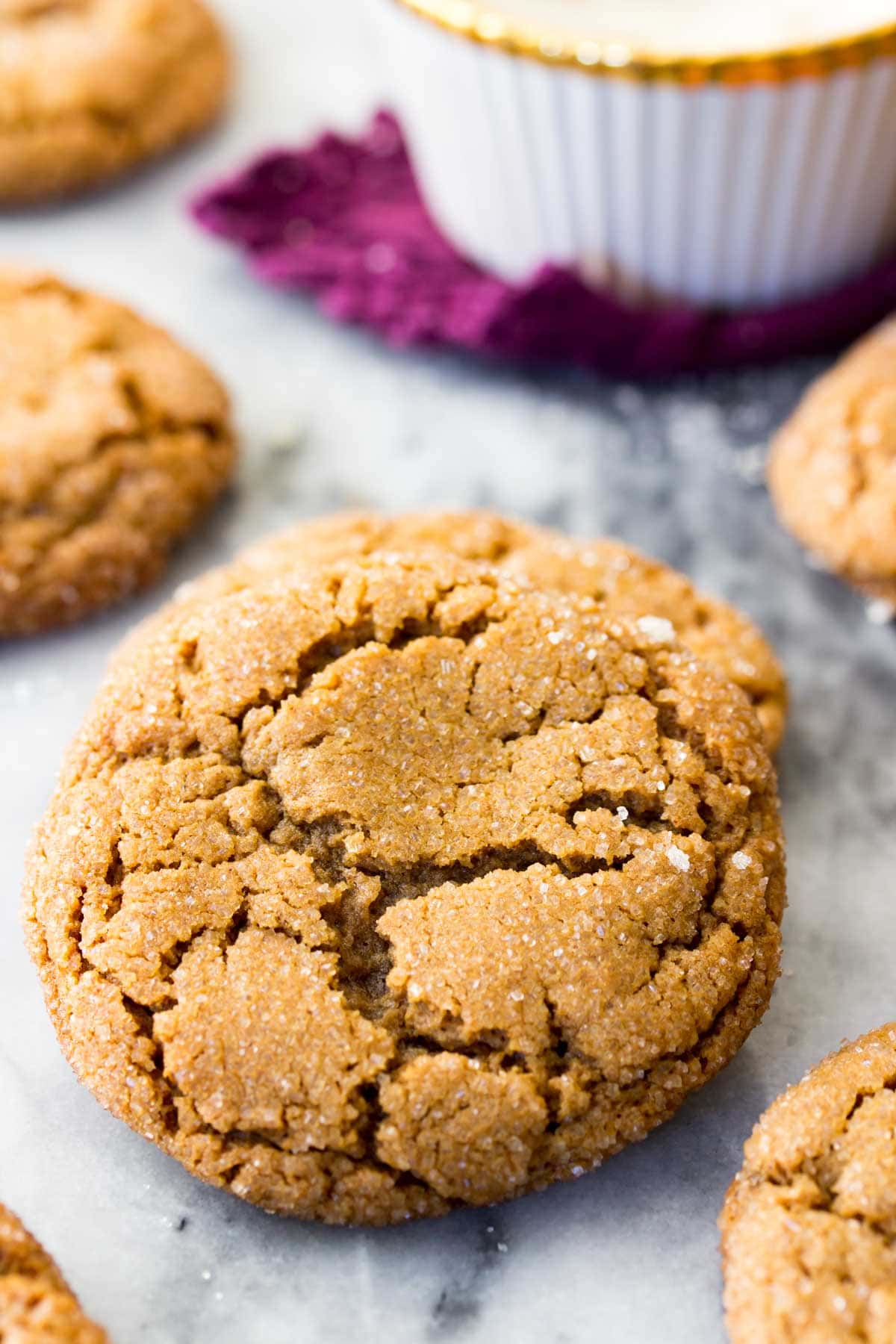 Soft and chewy spice cookies with crackled, sugary exteriors.