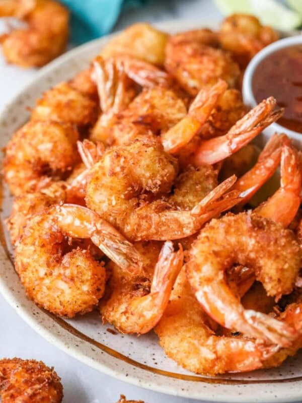 Homemade coconut shrimp on a plate.