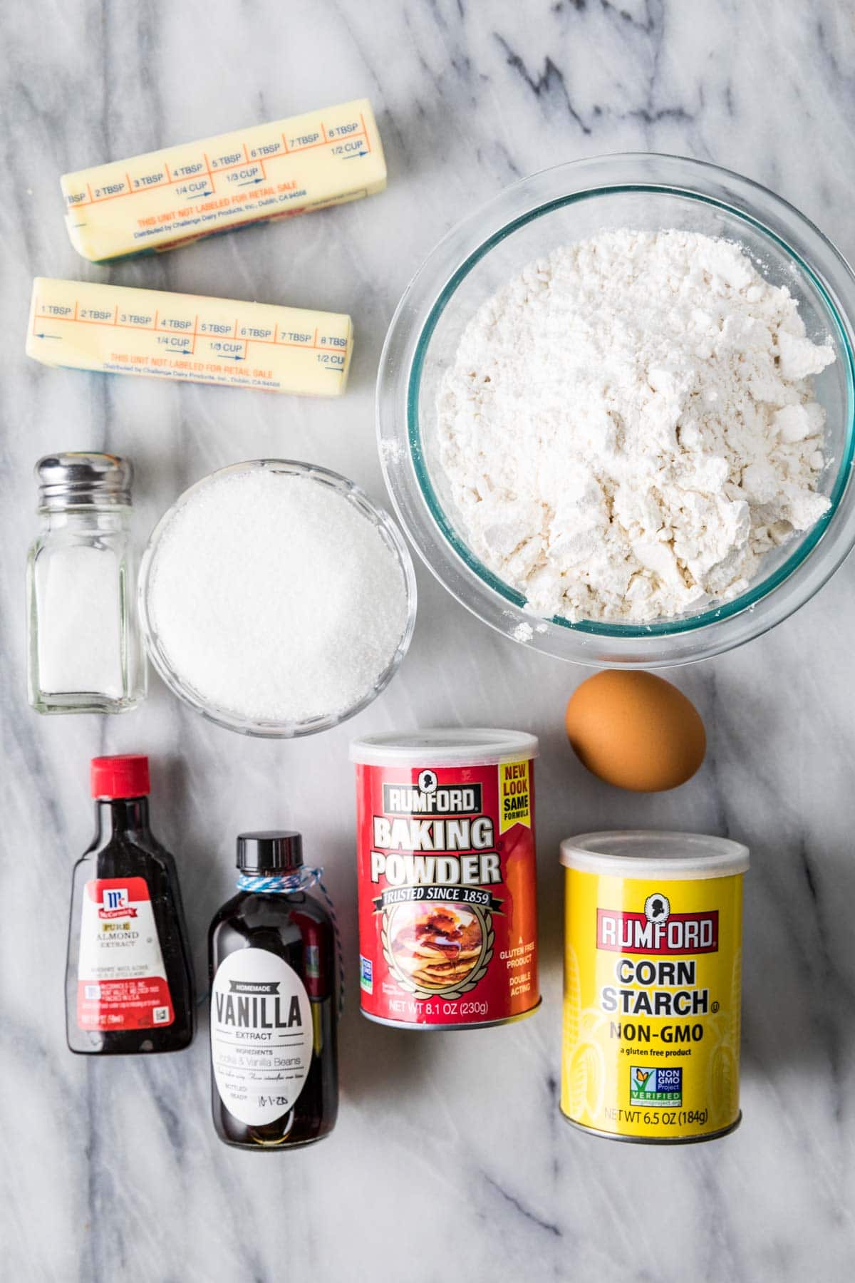 ingredients for no-chill sugar cookies