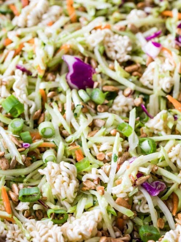 Close-up shot of ramen noodle salad.