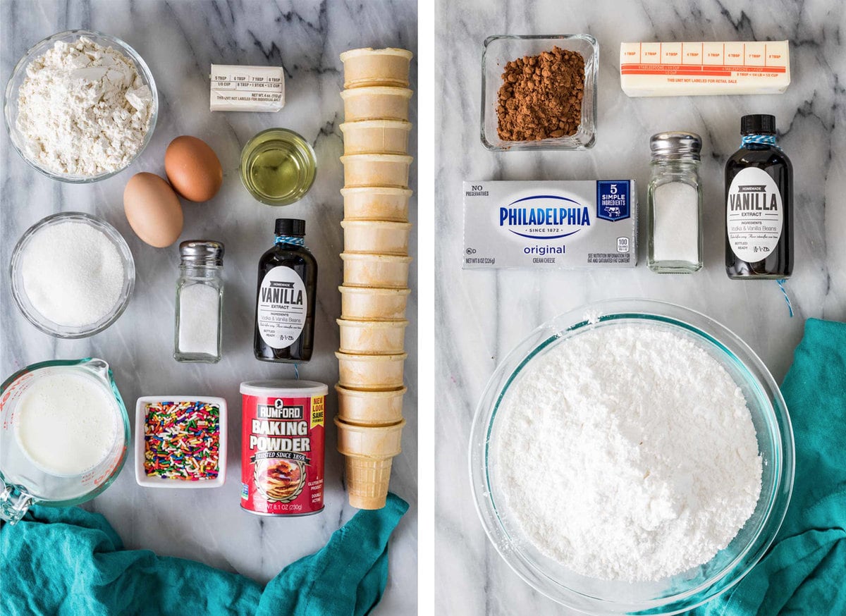Image of ingredients used for Ice Cream Cupcakes