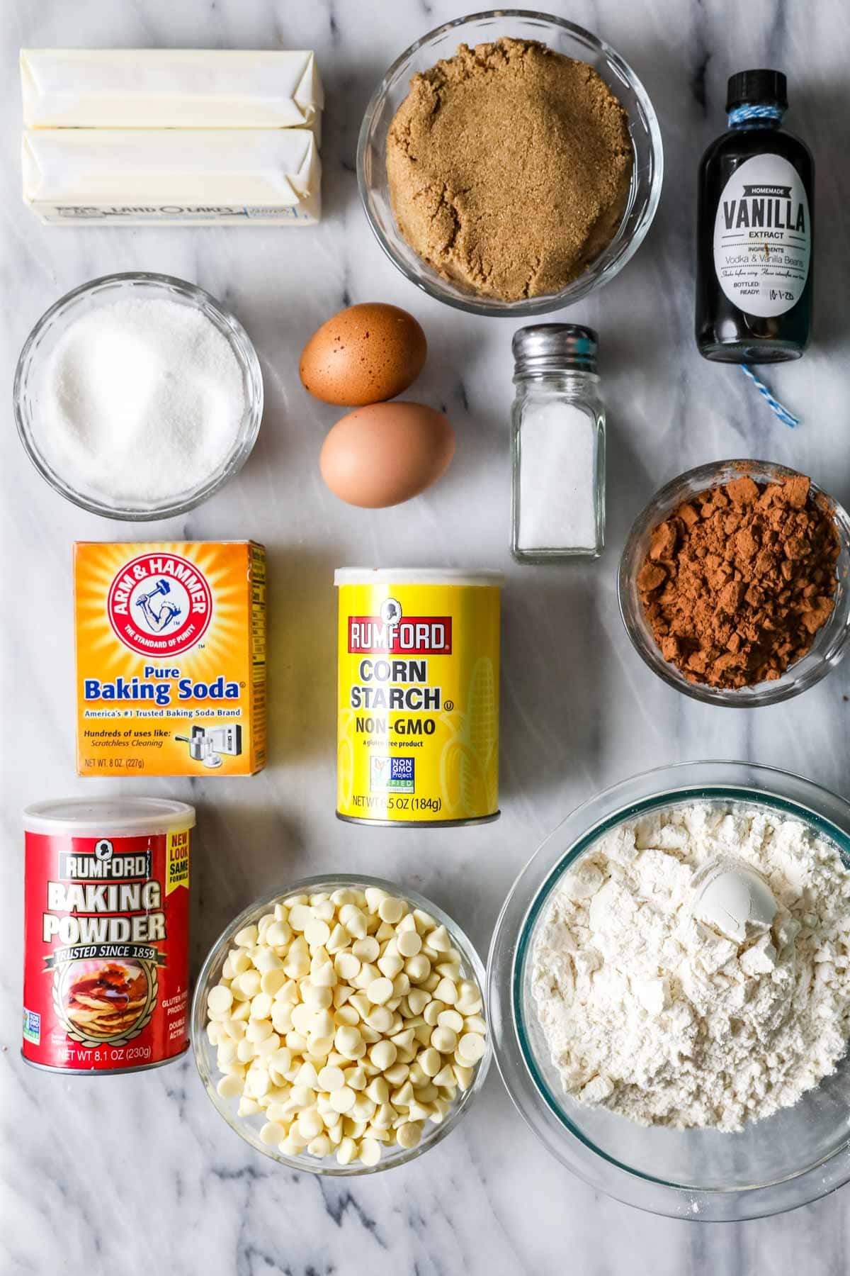 ingredients for inside out chocolate chip cookies