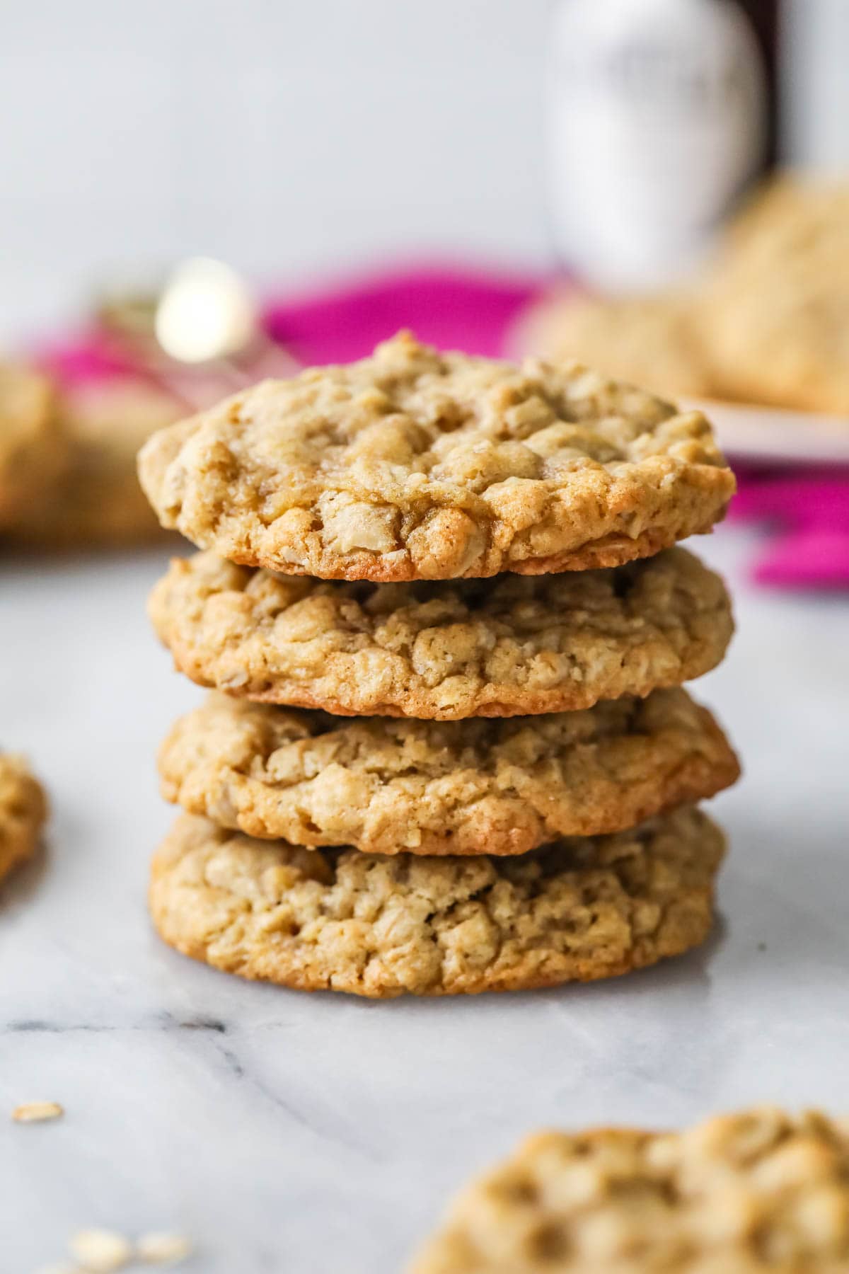 Stack of 4 thick oatmeal cookies
