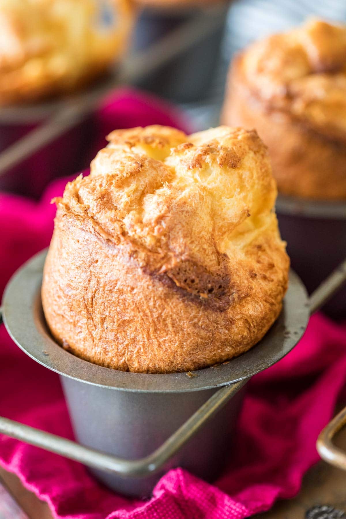 Close-up view of a popover in its pan.