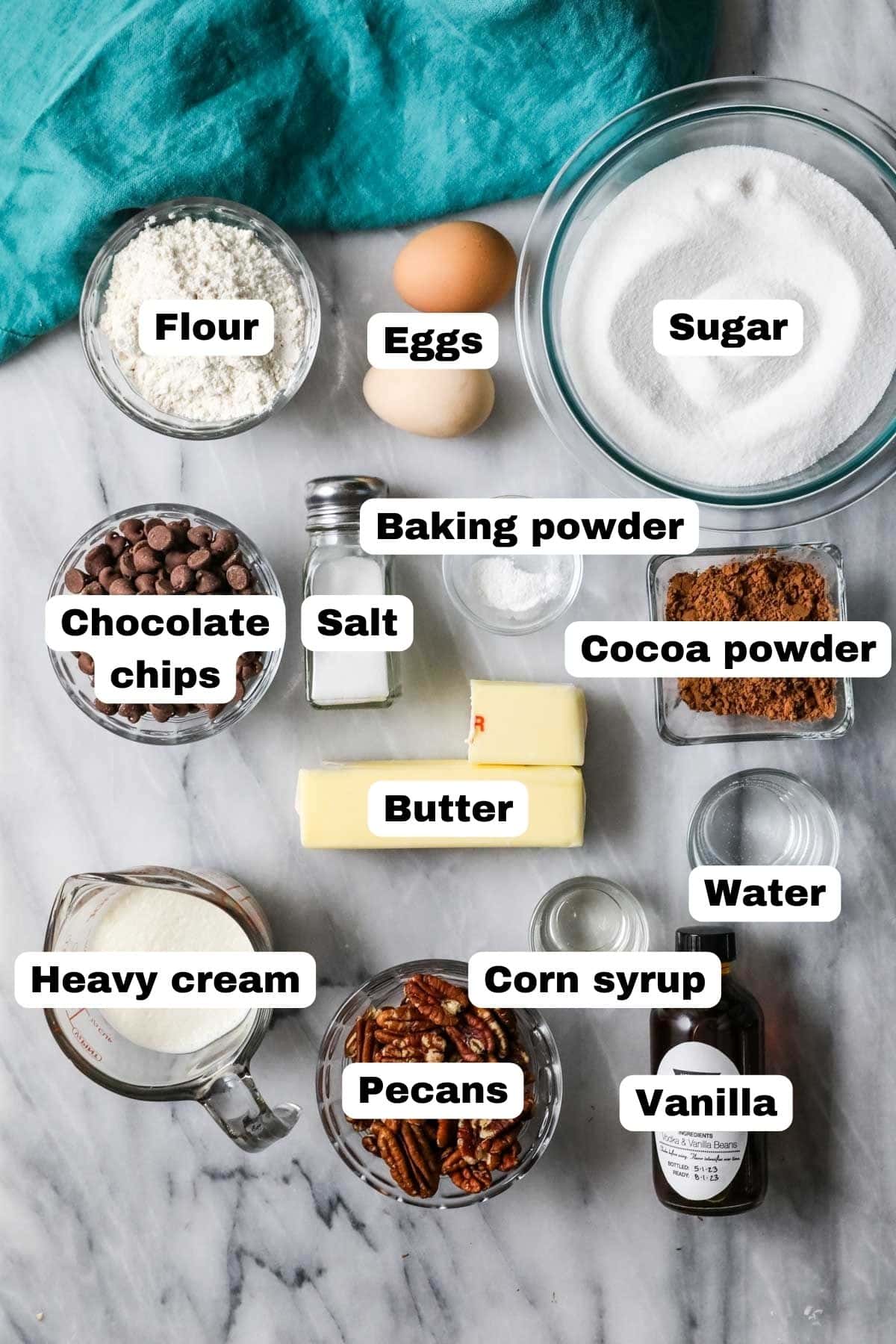 Ingredients for Turtle brownies
