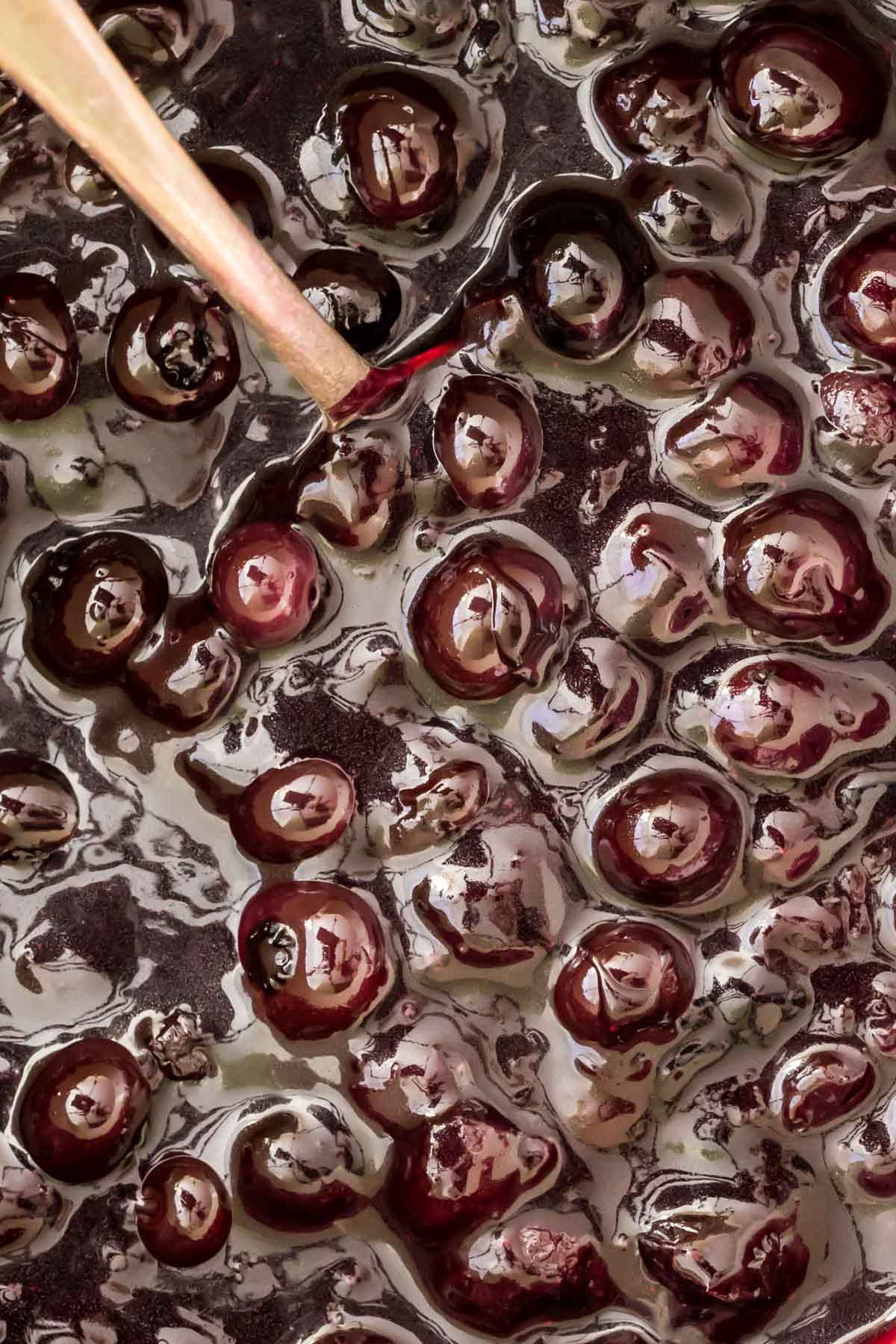 Close-up view of blueberry sauce.