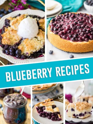 collage of blueberry recipes