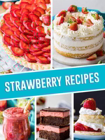 collage of strawberry recipes