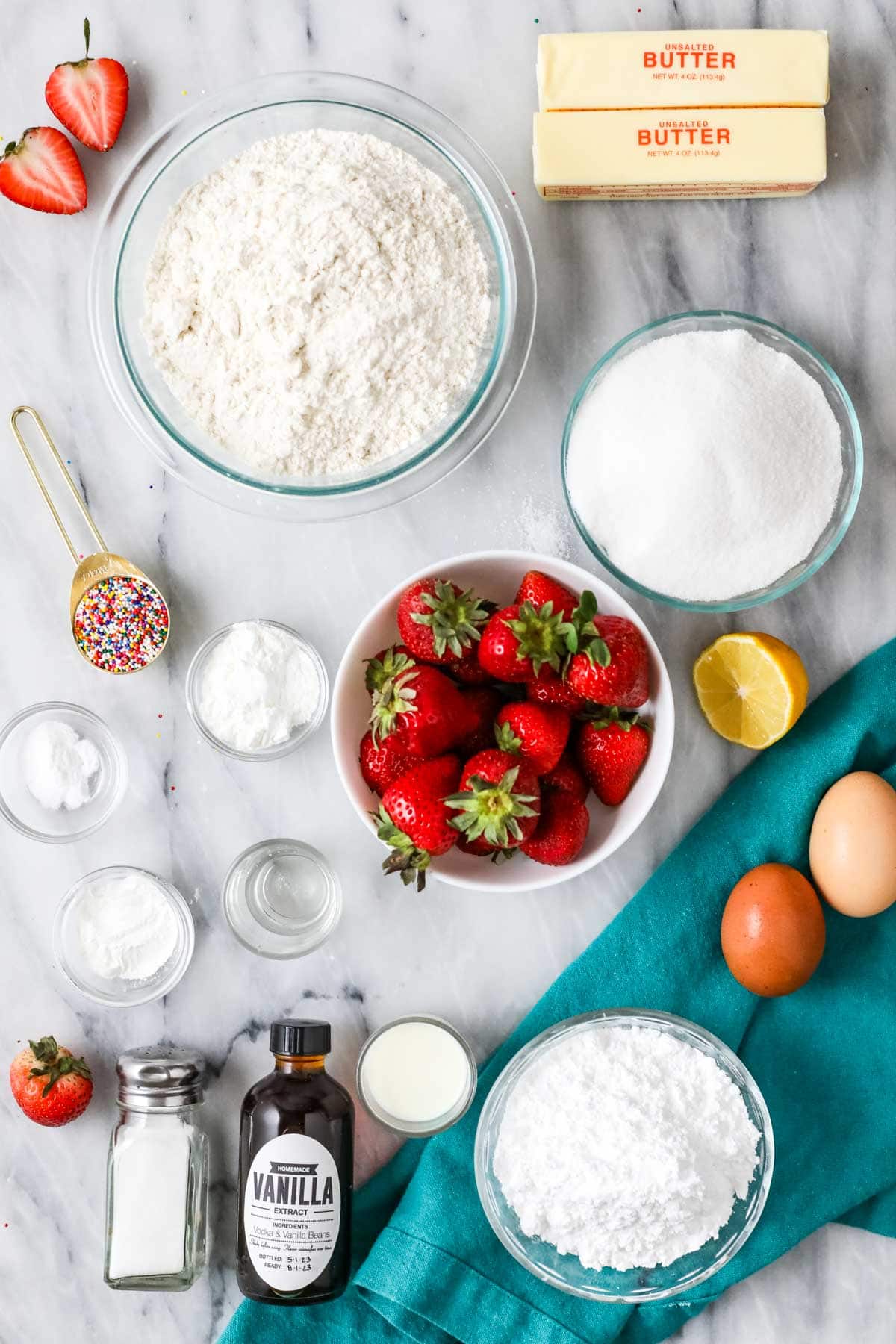 Ingredients for strawberry pop tart cookies