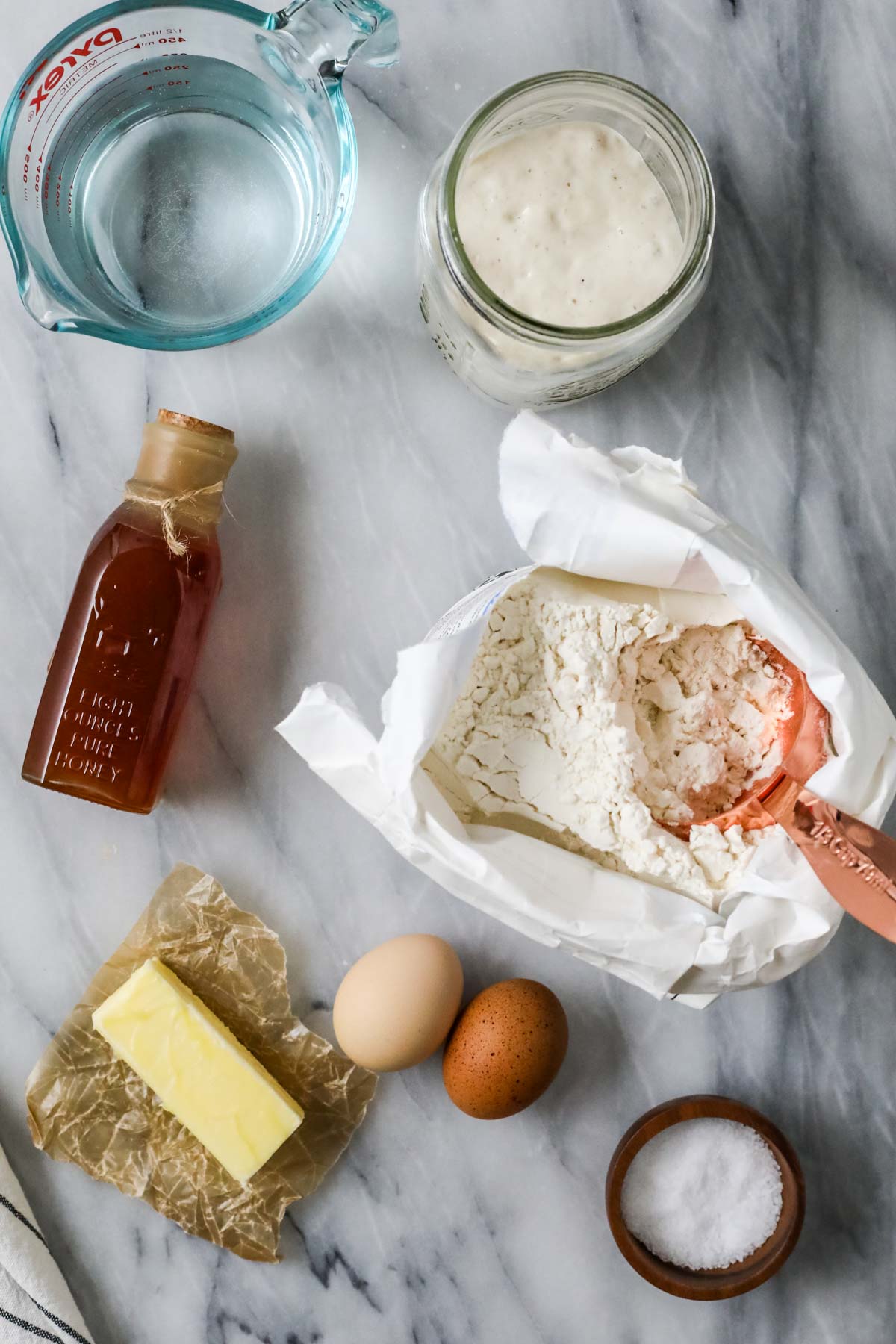 Ingredients for sourdough dinner rolls