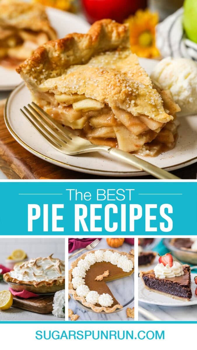 collage of the best pie recipes, collage includes four pie images