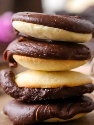 Stack of homemade berger cookies.