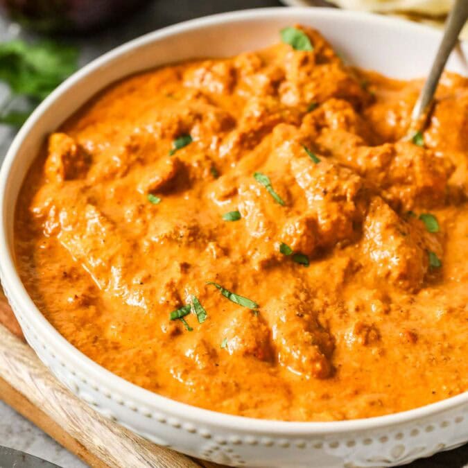 Bowl of butter chicken.