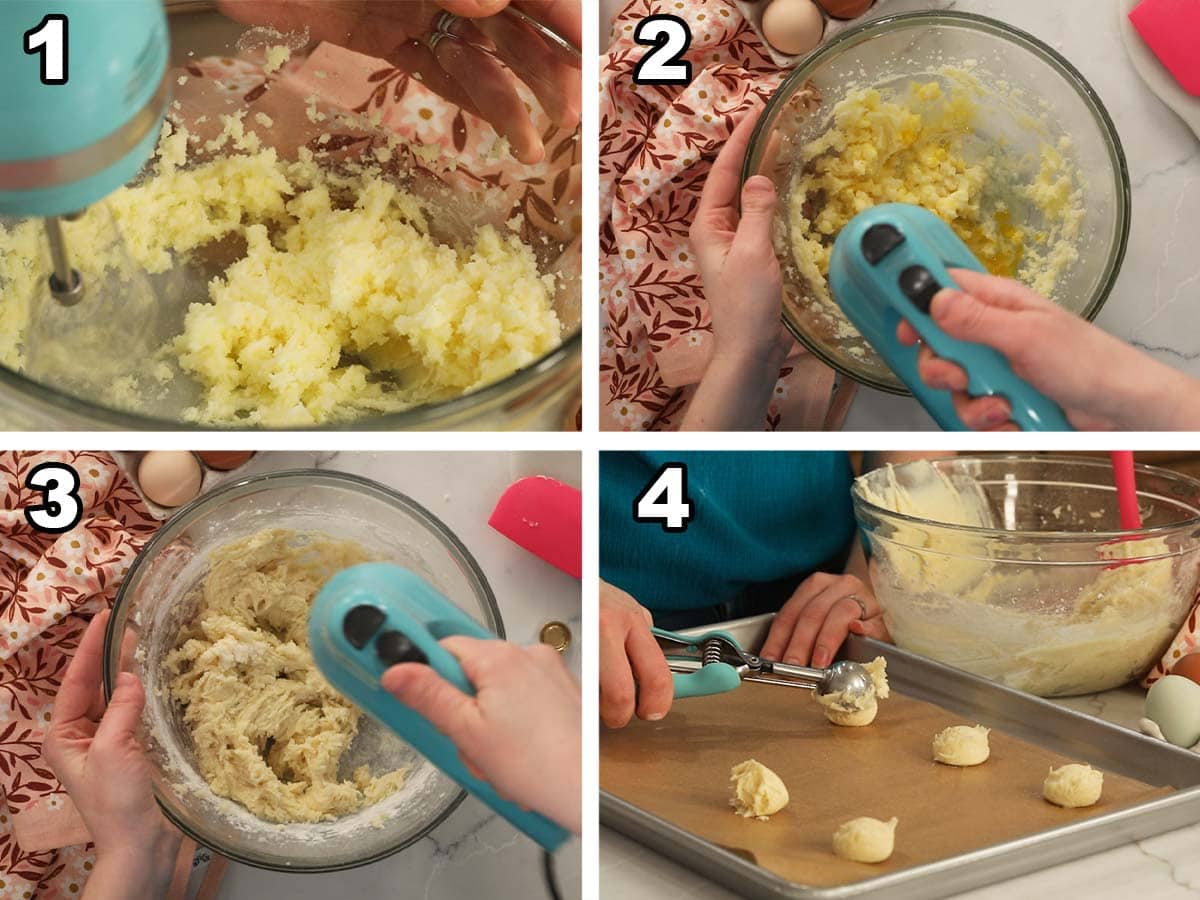 How to make berger cookies - 4 photos showing the steps to making the cookies