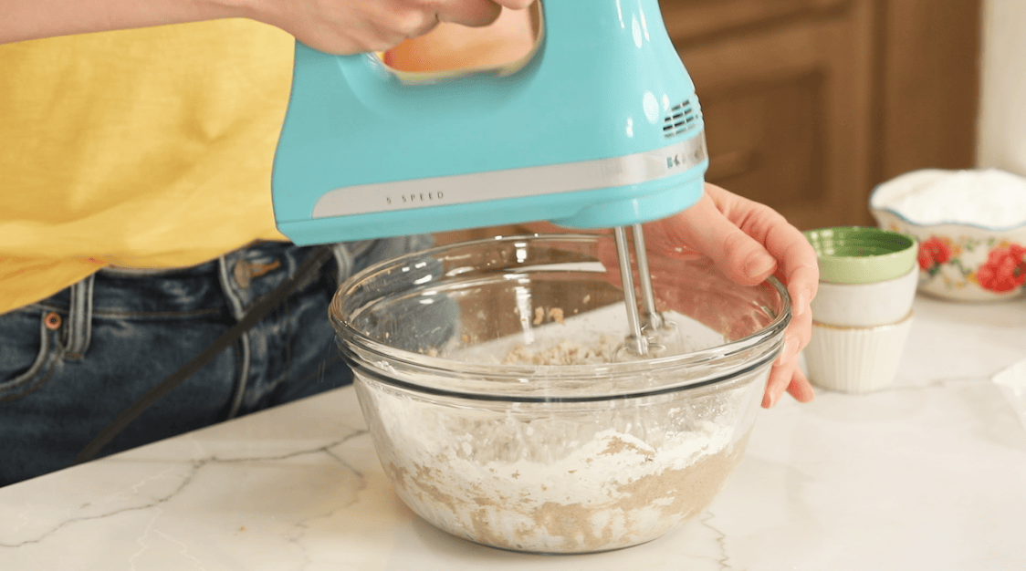 Adding flour to make the craquelin topping