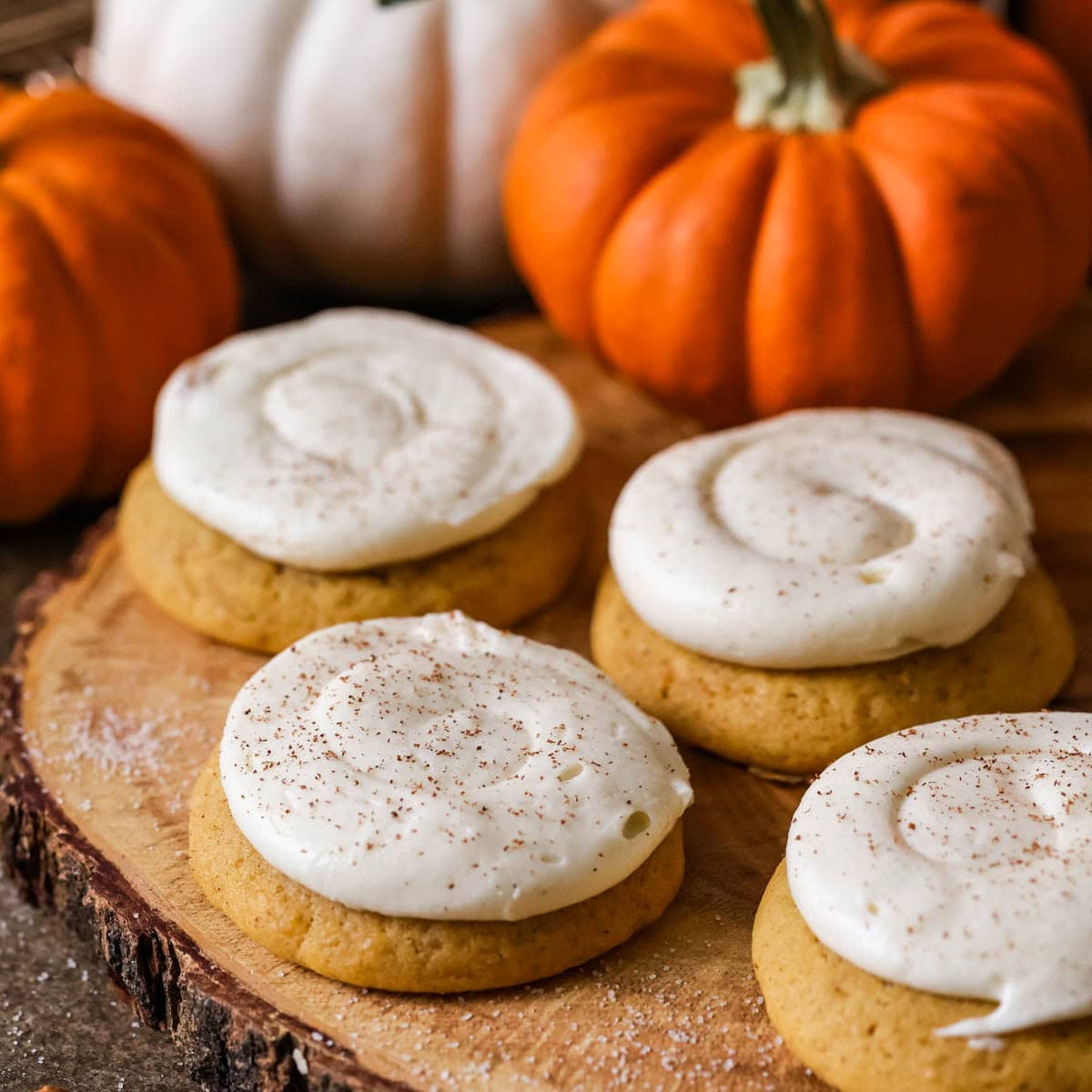 Pumpkin Cookies with Cream Cheese Frosting
