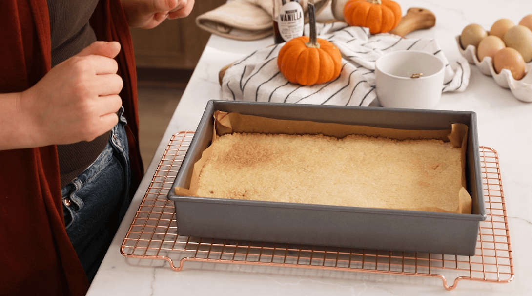 Shortbread crust after being baked in the oven.