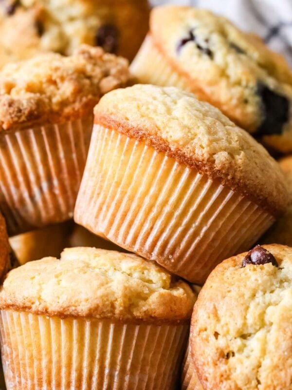 Pile of different flavored muffins all made from the same basic muffin recipe.