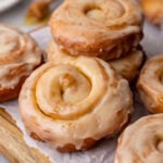 Close-up view of homemade honey buns.